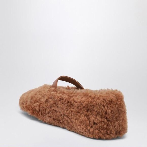 FERRAGAMO Women's Shearling Ballerina Flats Women PURPLE Ballerinas - Picture 2 of 2